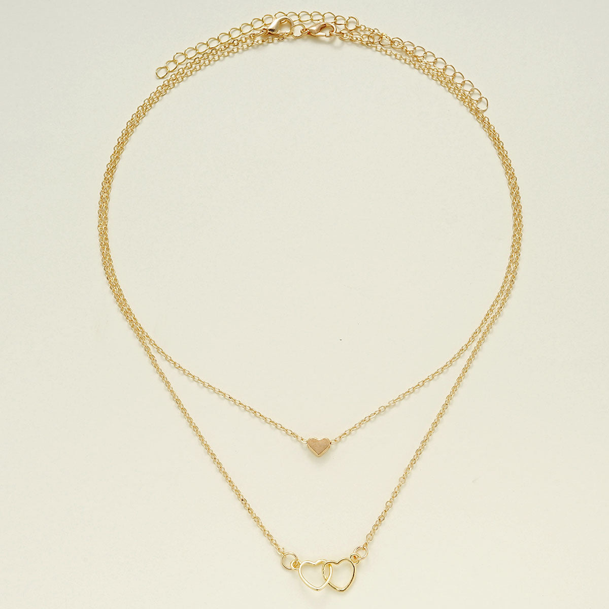 Collier pendentif en forme de coeur creux double couche collier pendentif en forme de coeur classique mignon pour femmes