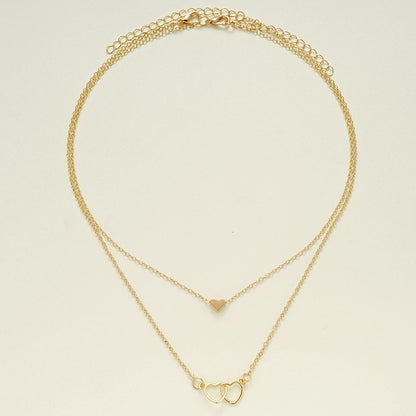 Collier pendentif en forme de coeur creux double couche collier pendentif en forme de coeur classique mignon pour femmes