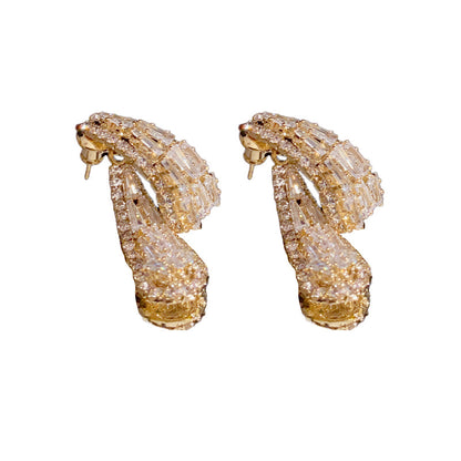 Boucles d'oreilles en zircon style coréen, style raffiné, mode Grace, usure avant et arrière