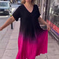 Comfortable Pleated Gradient Color Dress