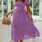 Square Collar Puff Sleeve Floral Dress Long Dress