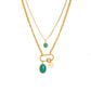 Double-layer Stainless Steel Gold-plated Chain Turquoise