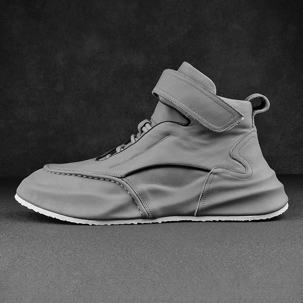 Chaussures de loisirs en cuir de sport polyvalentes doublées de molleton pour hommes