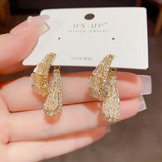 Boucles d'oreilles en zircon style coréen, style raffiné, mode Grace, usure avant et arrière