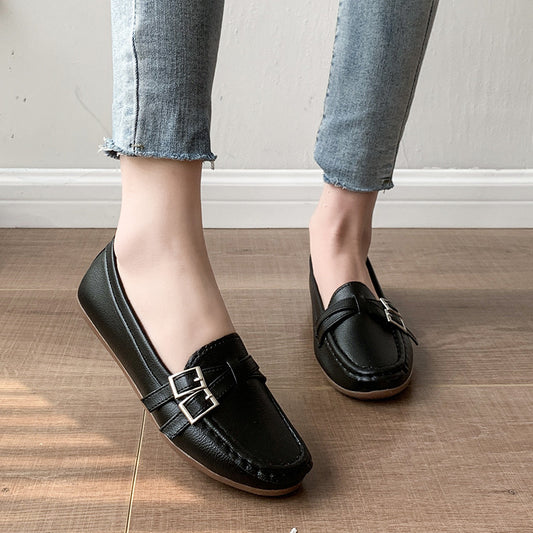 Spring And Autumn New Single Layer Shoes Women's Fashion Belt Buckle Mom Shoes