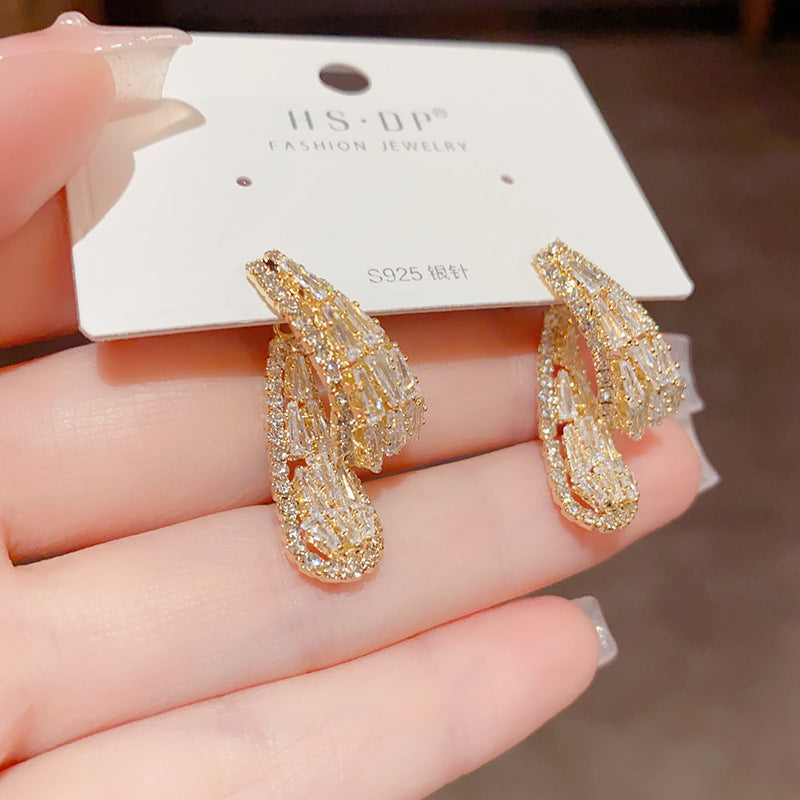 Boucles d'oreilles en zircon style coréen, style raffiné, mode Grace, usure avant et arrière