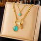 Double-layer Stainless Steel Gold-plated Chain Turquoise