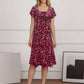 Square Collar Puff Sleeve Floral Dress Long Dress
