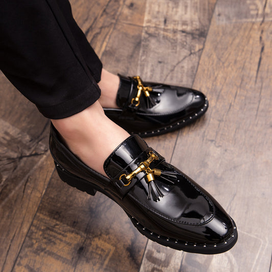 Chaussures en cuir pointu britannique pour hommes style coréen