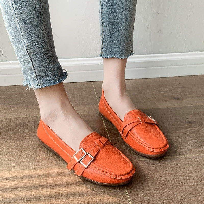 Spring And Autumn New Single Layer Shoes Women's Fashion Belt Buckle Mom Shoes