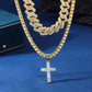 Pendentif croix en zircon collier Hip Hop Full Miami Curb Cuban Chaîne Glaqué Strass Bling Colliers Rapper pour hommes et femmes Chaîne de clavicule bijoux