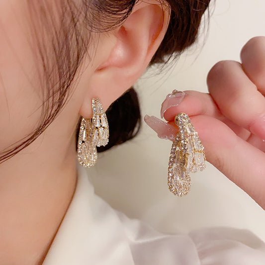 Boucles d'oreilles en zircon style coréen, style raffiné, mode Grace, usure avant et arrière