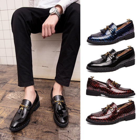 Chaussures en cuir pointu britannique pour hommes style coréen