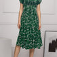Square Collar Puff Sleeve Floral Dress Long Dress