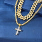 Pendentif croix en zircon collier Hip Hop Full Miami Curb Cuban Chaîne Glaqué Strass Bling Colliers Rapper pour hommes et femmes Chaîne de clavicule bijoux