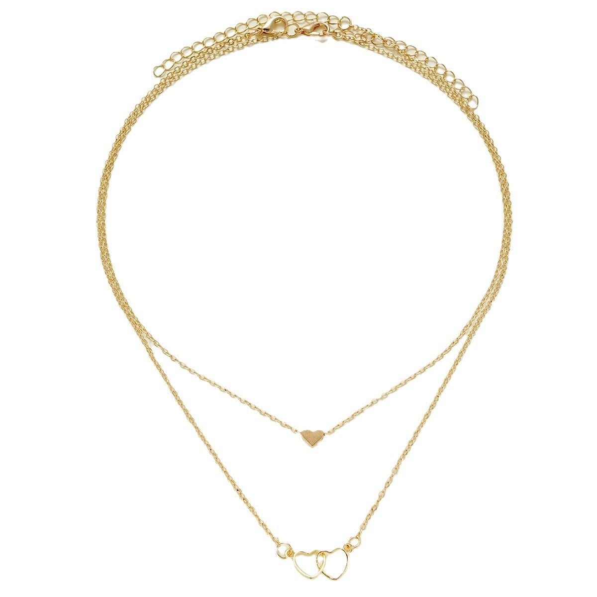 Collier pendentif en forme de coeur creux double couche collier pendentif en forme de coeur classique mignon pour femmes