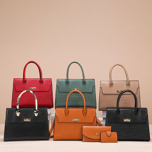 Sac à motif de pierre pour femmes ensemble de trois pièces de grande capacité