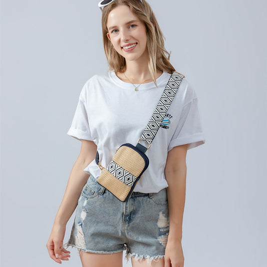 Sac bandoulière tissé à la main pour femmes en paille
