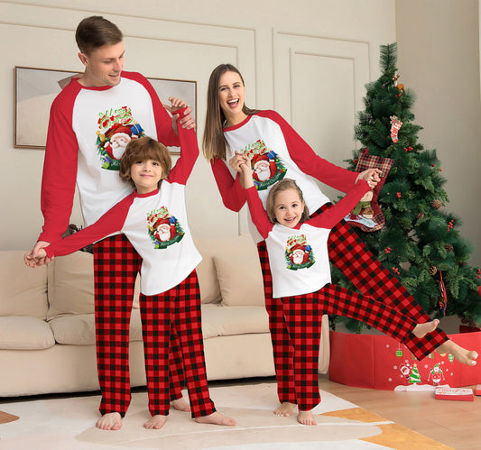 De noël Parent-Enfant Vêtements Ensemble À Manches Longues T-Shirt À Carreaux Pantalon Famille Correspondant Pyjama