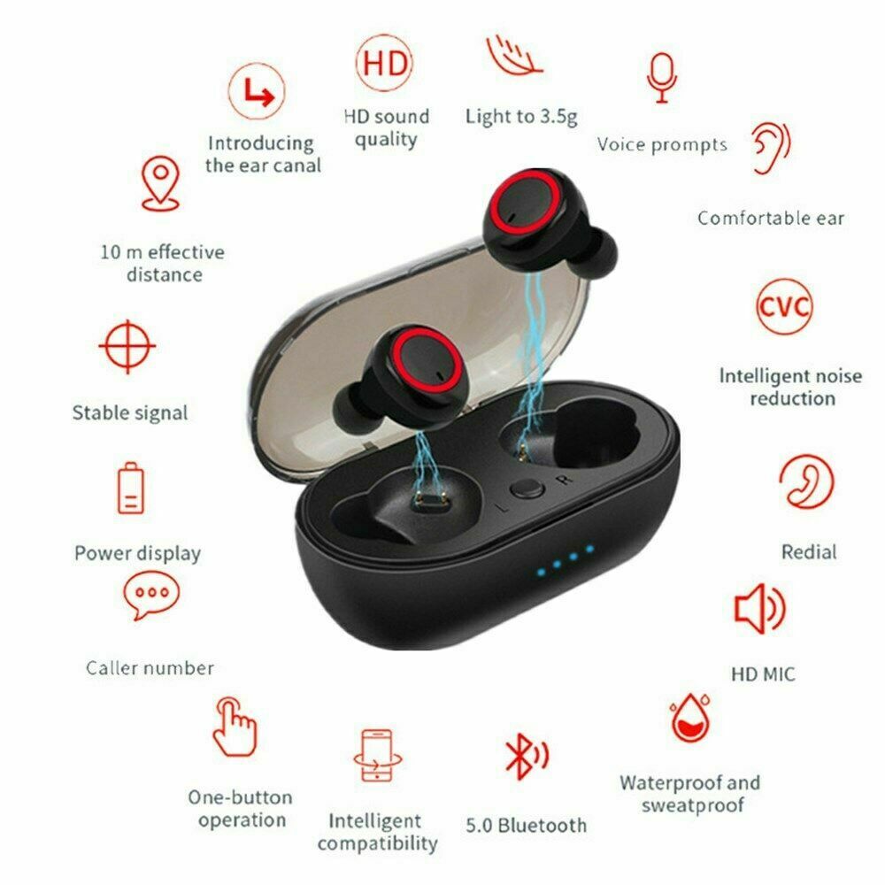 Étanche Bluetooth 5.0 sans fil écouteurs casque casque antibruit TWS