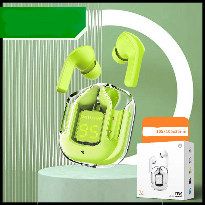 Écouteurs Bluetooth sans fil à affichage numérique transparent TWS