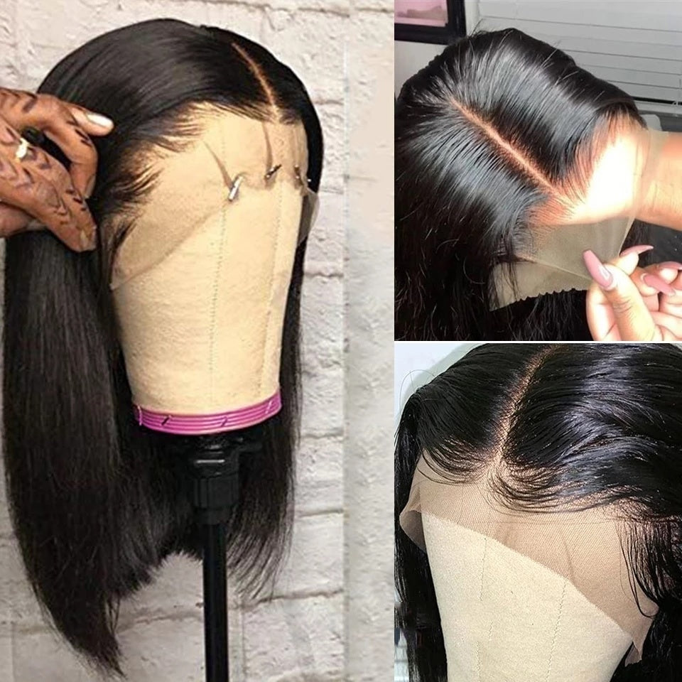 Super Double Drawn 13x4 Suisse Brun Dentelle Frontale Perruque