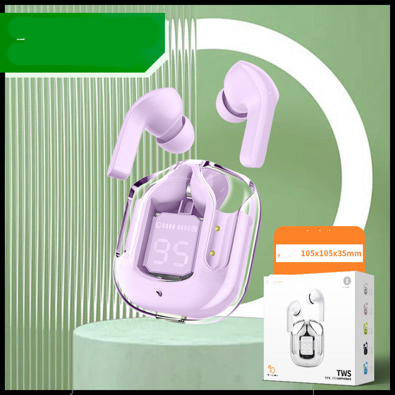 Écouteurs Bluetooth sans fil à affichage numérique transparent TWS