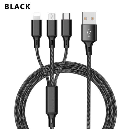 3 dans 1 USB Câble Pour iPhone XS Max XR X 8 7 De Charge Chargeur Micro USB Câble Pour Android USB TypeC Mobile Téléphone Câbles