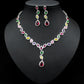 Collier coloré zircon boucles d'oreilles chaîne de clavicule femme noble robe de mariée de luxe trois pièces ensemble