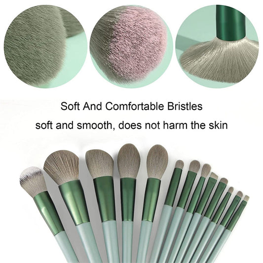 13 pièces Purpleflower houx feuille pinceaux de maquillage vert beauté à séchage rapide maquillage brosse ensemble