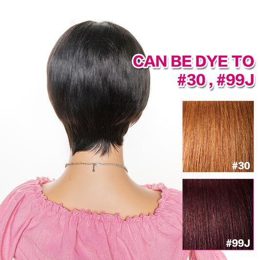 Court Coupe de Lutin de Cheveux Humains Perruque Avec Bang