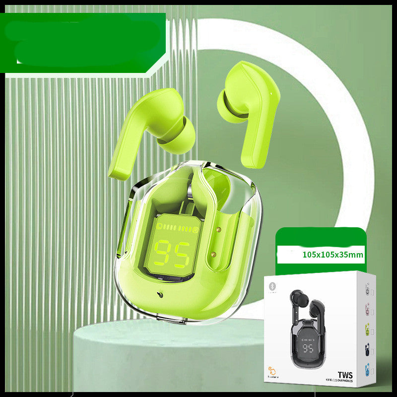 Écouteurs Bluetooth sans fil à affichage numérique transparent TWS