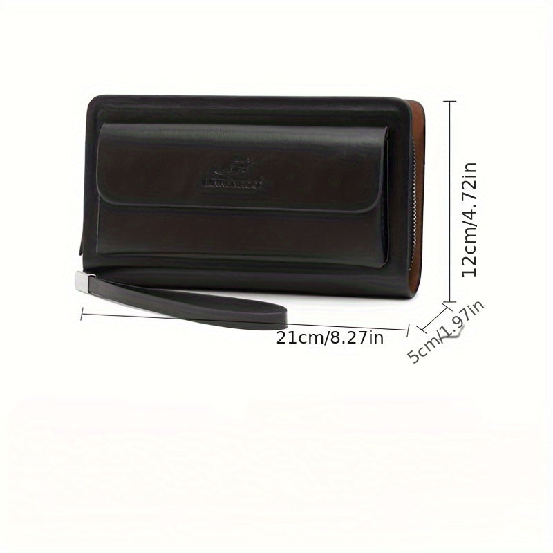 Pochette d'affaires pour hommes double fermeture à glissière grande capacité